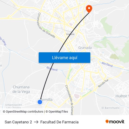 San Cayetano 2 to Facultad De Farmacia map