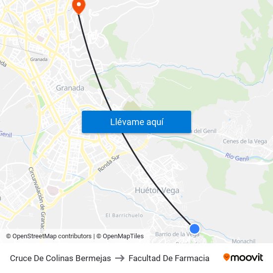 Cruce De Colinas Bermejas to Facultad De Farmacia map