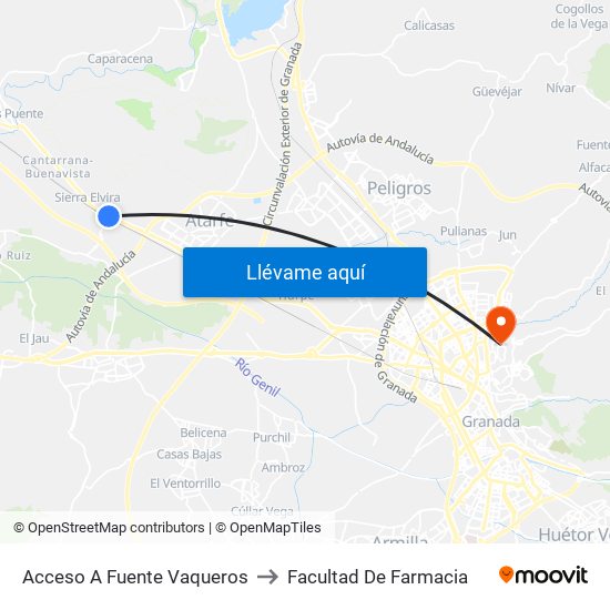 Acceso A Fuente Vaqueros to Facultad De Farmacia map