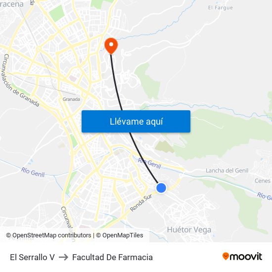 El Serrallo V to Facultad De Farmacia map