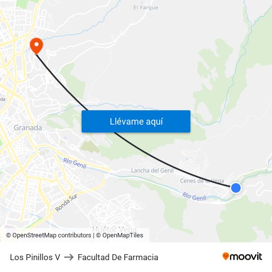 Los Pinillos V to Facultad De Farmacia map