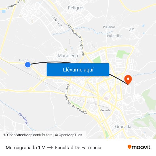 Mercagranada 1 V to Facultad De Farmacia map