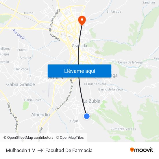 Mulhacén 1 V to Facultad De Farmacia map