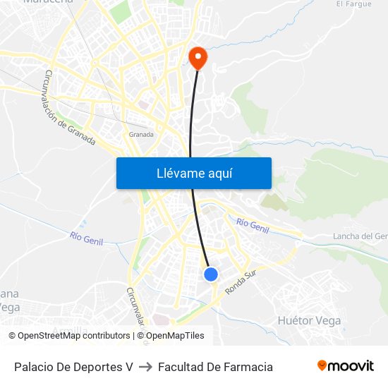 Palacio De Deportes V to Facultad De Farmacia map