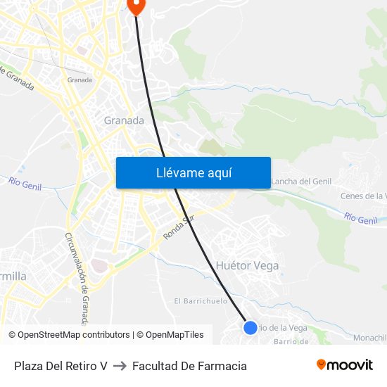 Plaza Del Retiro V to Facultad De Farmacia map