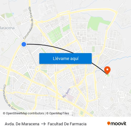 Avda. De Maracena to Facultad De Farmacia map