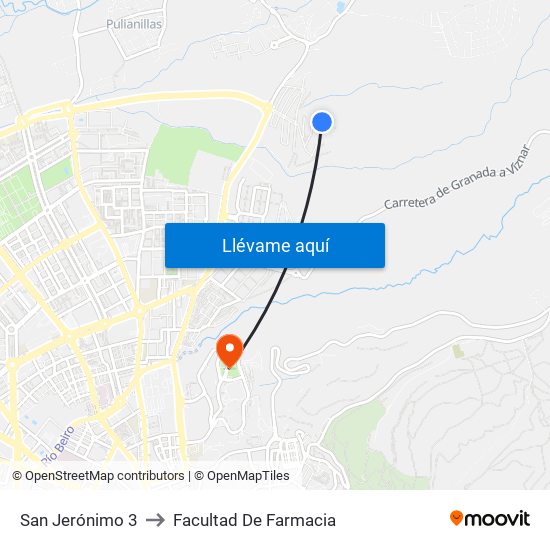San Jerónimo 3 to Facultad De Farmacia map