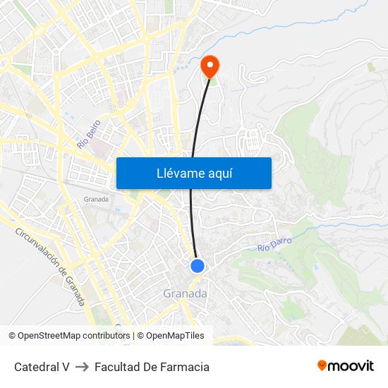 Catedral V to Facultad De Farmacia map