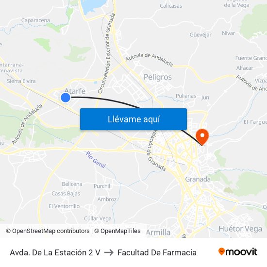 Avda. De La Estación 2 V to Facultad De Farmacia map