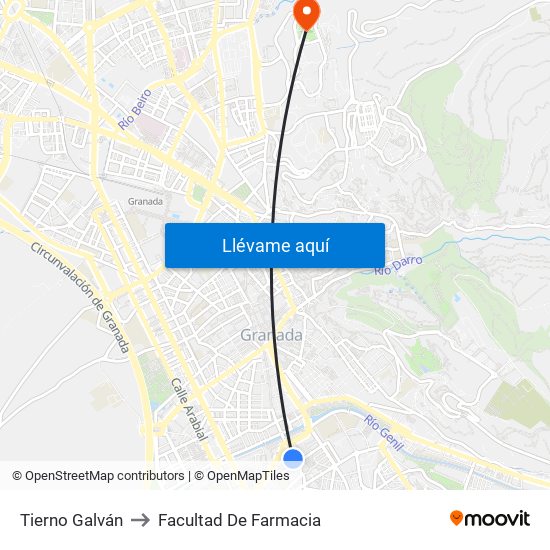 Tierno Galván to Facultad De Farmacia map