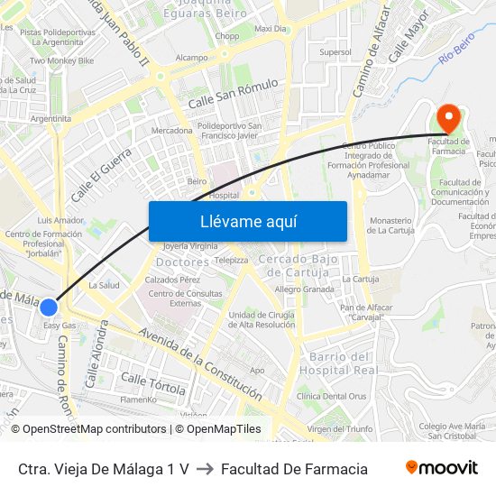 Ctra. Vieja De Málaga 1 V to Facultad De Farmacia map