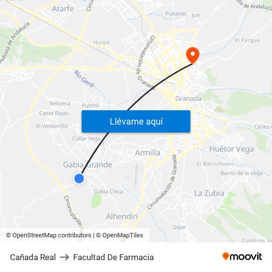 Cañada Real to Facultad De Farmacia map