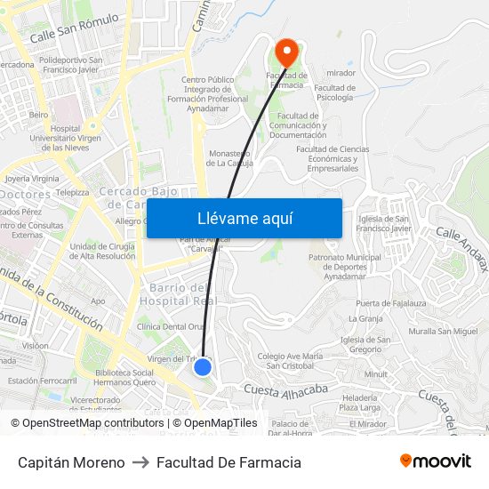 Capitán Moreno to Facultad De Farmacia map