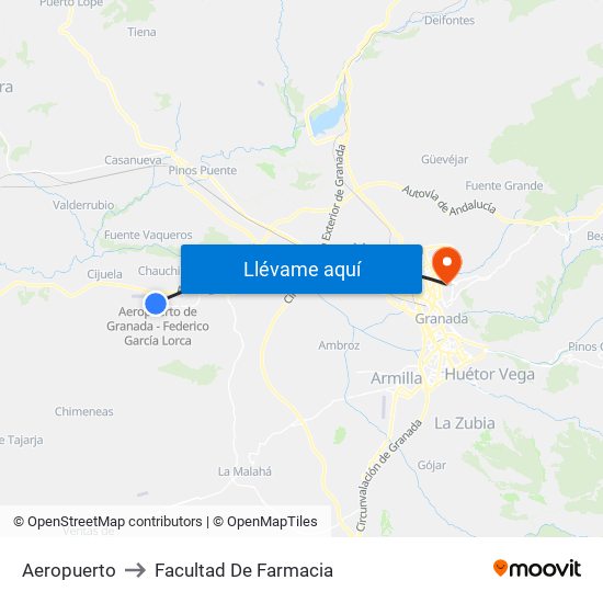 Aeropuerto to Facultad De Farmacia map