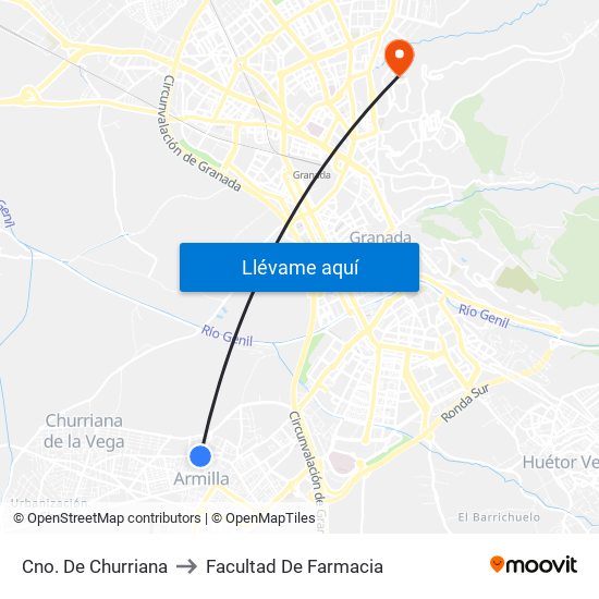 Cno. De Churriana to Facultad De Farmacia map
