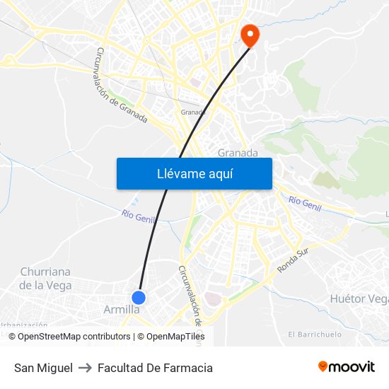 San Miguel to Facultad De Farmacia map