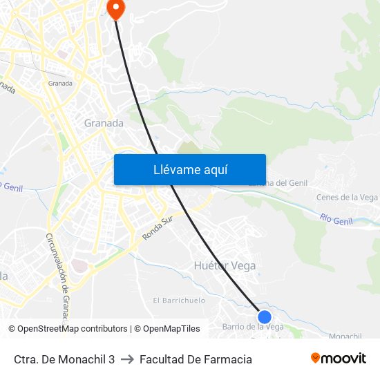 Ctra. De Monachil 3 to Facultad De Farmacia map
