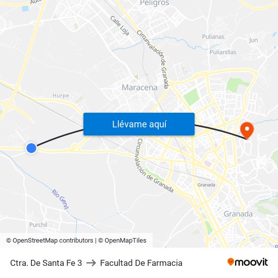 Ctra. De Santa Fe 3 to Facultad De Farmacia map