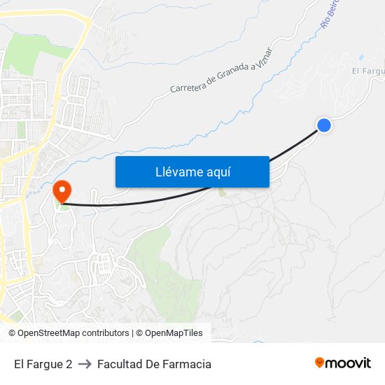 El Fargue 2 to Facultad De Farmacia map