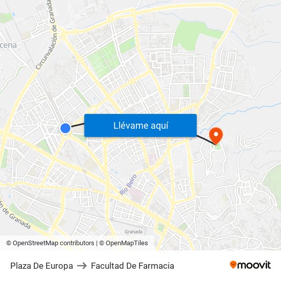 Plaza De Europa to Facultad De Farmacia map