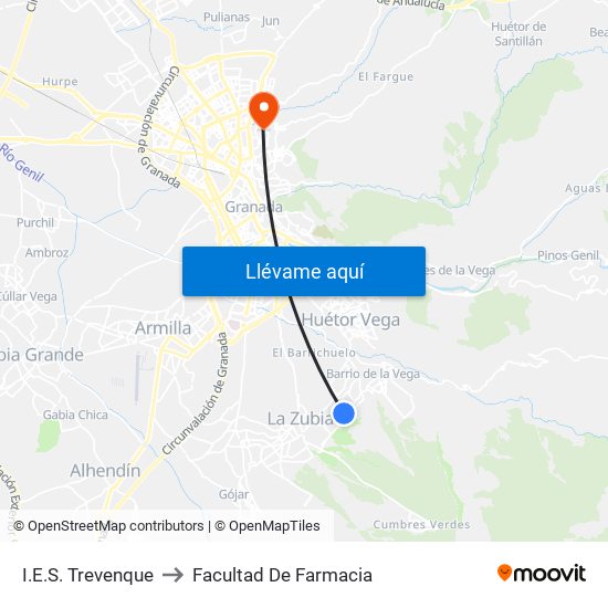 I.E.S. Trevenque to Facultad De Farmacia map