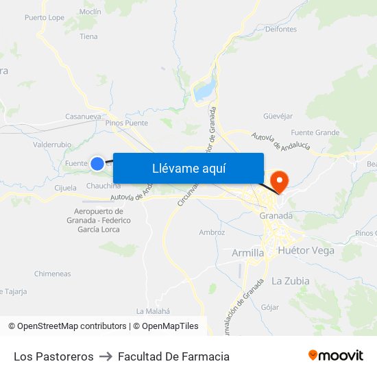 Los Pastoreros to Facultad De Farmacia map
