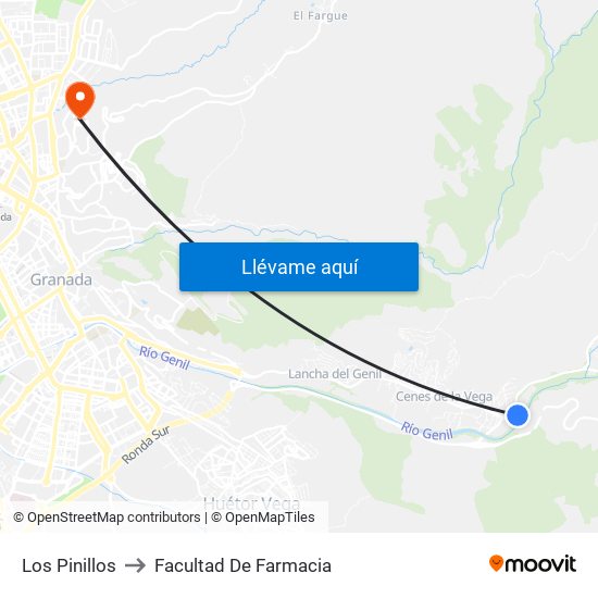 Los Pinillos to Facultad De Farmacia map