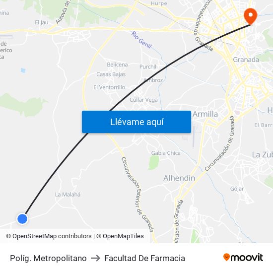 Políg. Metropolitano to Facultad De Farmacia map