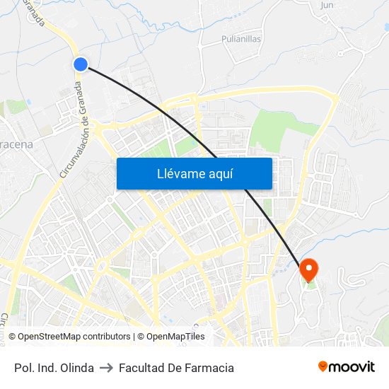 Pol. Ind. Olinda to Facultad De Farmacia map