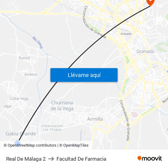 Real De Málaga 2 to Facultad De Farmacia map