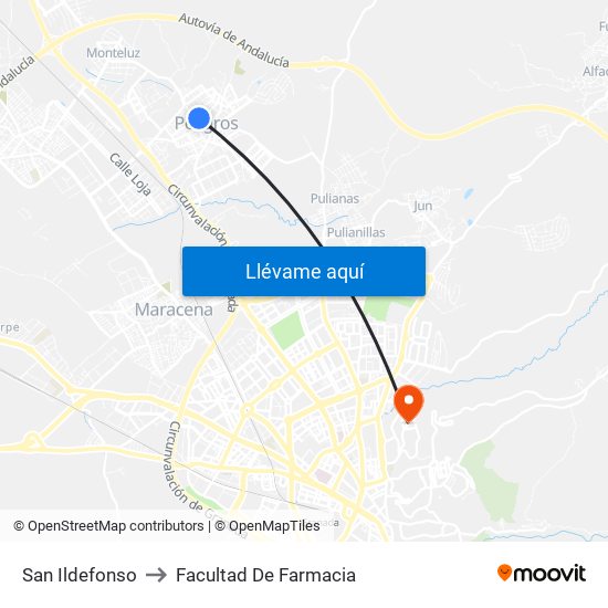 San Ildefonso to Facultad De Farmacia map