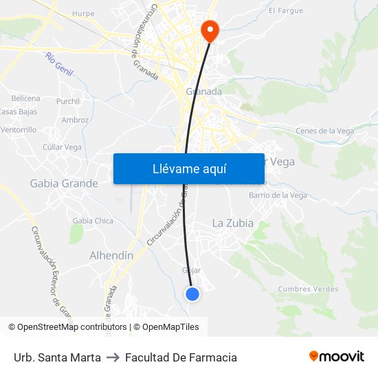 Urb. Santa Marta to Facultad De Farmacia map