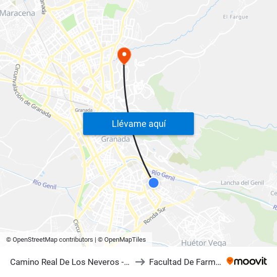 Camino Real De Los Neveros - Fte 4 to Facultad De Farmacia map