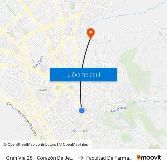 Gran Via 28 - Corazón De Jesús to Facultad De Farmacia map