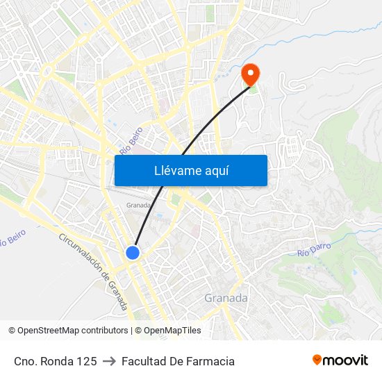 Cno. Ronda 125 to Facultad De Farmacia map