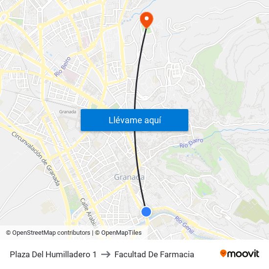 Plaza Del Humilladero 1 to Facultad De Farmacia map