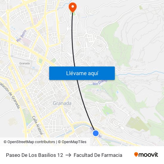 Paseo De Los Basilios 12 to Facultad De Farmacia map