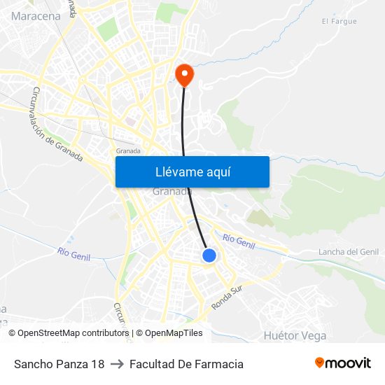 Sancho Panza 18 to Facultad De Farmacia map