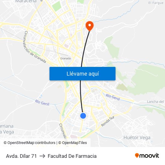 Avda. Dílar 71 to Facultad De Farmacia map