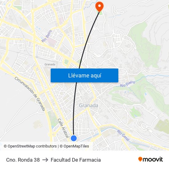 Cno. Ronda 38 to Facultad De Farmacia map