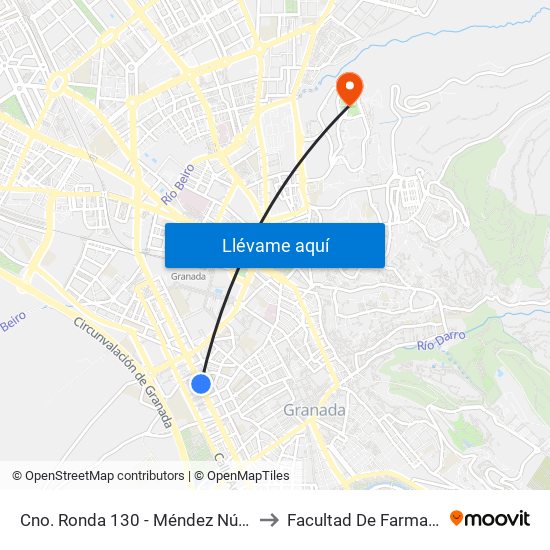 Cno. Ronda 130 - Méndez Núñez to Facultad De Farmacia map