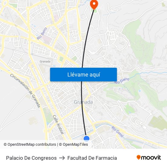 Palacio De Congresos to Facultad De Farmacia map