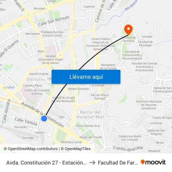 Avda. Constitución 27 - Estación Ferrocarril to Facultad De Farmacia map