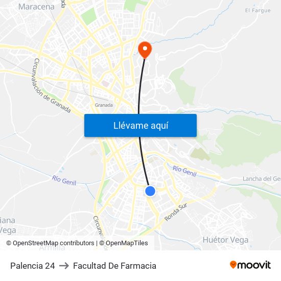Palencia 24 to Facultad De Farmacia map