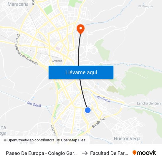 Paseo De Europa - Colegio García Lorca to Facultad De Farmacia map