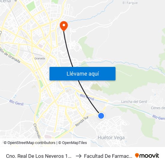 Cno. Real De Los Neveros 114 to Facultad De Farmacia map