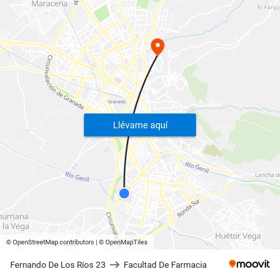 Fernando De Los Ríos 23 to Facultad De Farmacia map