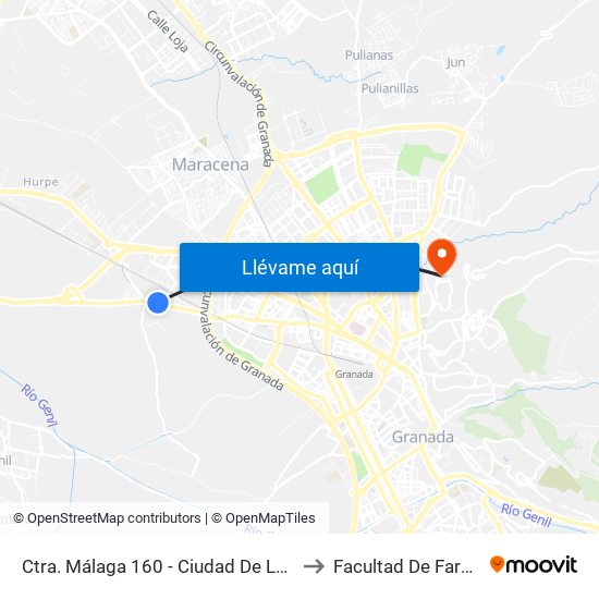 Ctra. Málaga 160 - Ciudad De Los Niños to Facultad De Farmacia map