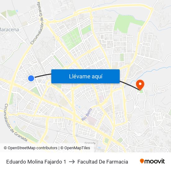 Eduardo Molina Fajardo 1 to Facultad De Farmacia map