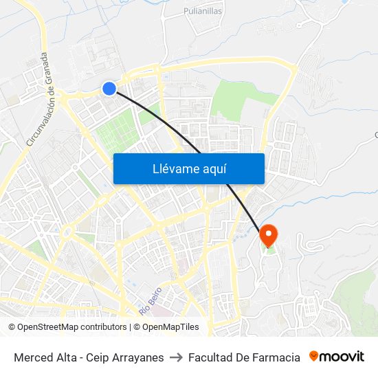 Merced Alta - Ceip Arrayanes to Facultad De Farmacia map